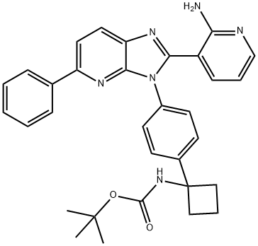 叔-丁基 (1-(4-(2-(2-氨基吡啶-3-基)-5-苯基-3H-咪唑并[4,5-B]吡啶-3-基)苯基)环丁基)氨基甲酯 结构式