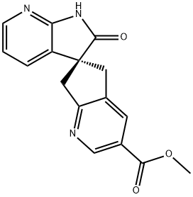 (S)-2′-氧代-1′,2′,5,7-四氢螺[环戊[b]吡啶-6,3′-吡咯并[2,3-b]吡啶]-3-羧酸甲酯 结构式