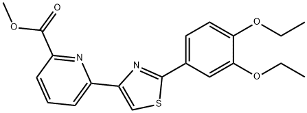 6-[2-(3,4-二乙氧基苯基)-4-噻唑基]-2-吡啶甲酸甲酯 结构式