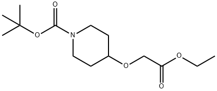 4-(2-乙氧基-2-氧代乙氧基)哌啶-1-羧酸叔丁酯 结构式