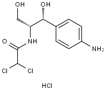 D-苏-1-(4-氨基苯基)-2-二氯乙酰氨基-1,3-丙二醇盐酸盐 结构式