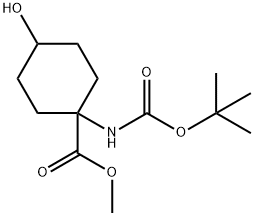 1-((叔丁氧基羰基)氨基)-4-羟基环己烷-1-羧酸甲酯 结构式