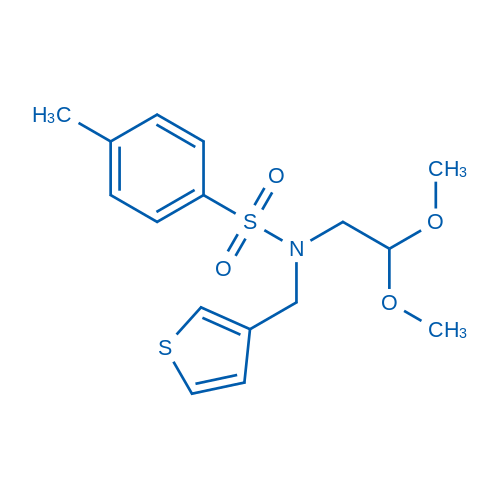 N-(2,2-二甲氧基乙基)-4-甲基-N-(噻吩-3-基甲基)苯磺酰胺 结构式