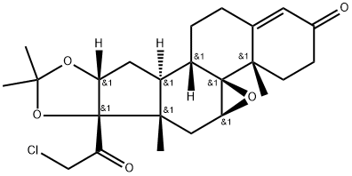 16α,17-[(1-甲基亚乙基)双氧]-9,11-环氧-21-氯-孕甾-4-烯-3,20-二酮 结构式