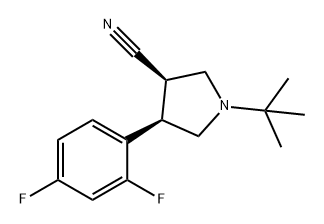 (3R,4R)-1-(叔丁基)-4-(2,4-二氟苯基)吡咯烷-3-甲腈 结构式