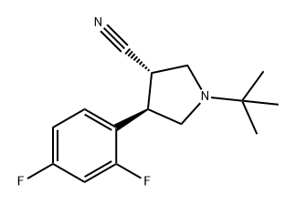 (3S,4R)-1-(叔丁基)-4-(2,4-二氟苯基)吡咯烷-3-腈 结构式