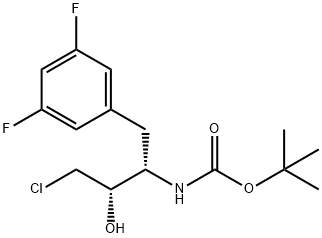 (1S,2S)-[3-氯-1-(3,5-二氟苄基)-2-羟基-丙基]-氨基甲酸叔丁基酯 结构式