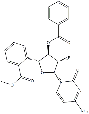 4-氨基-1-(3,5-二-O-苯甲酰基-2-脱氧-2-氟-β-D-阿拉伯呋喃糖基)-2(1H)-嘧啶酮 结构式