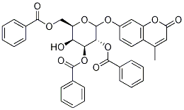 4-甲基伞形酮 2,3,6-三-O-苯甲酰基-β-D-吡喃半乳糖苷 结构式