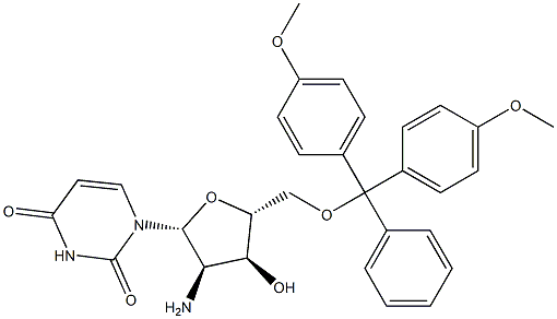 2'-氨基-2'-脱氧-5'-O-(4,4'-二甲氧基三苯甲基)尿苷 结构式