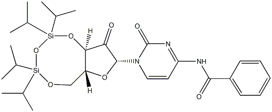 N-(2-氧代-1-((6aR,8R,9aR)-2,2,4,4-四异丙基-9-氧代四氢-6H-呋喃并[3,2-f][1,3,5,2,4]三氧杂二硅杂辛环-8-基)-1,2-二氢嘧啶-4-基)苯甲酰胺 结构式