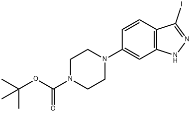 1-BOC-4-(3-碘-1H-吲唑-6-基)哌嗪 结构式