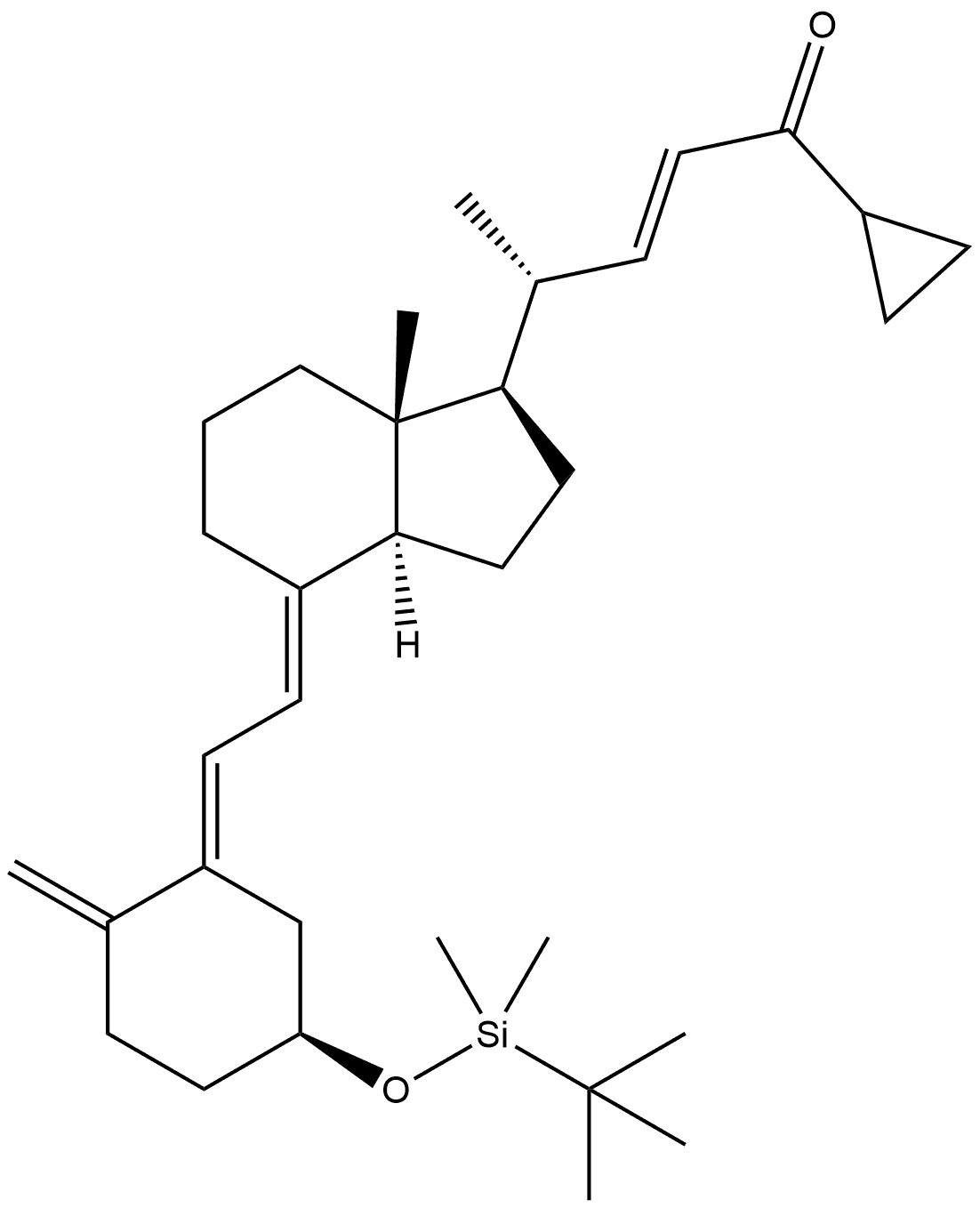 20(R),3(R)-(叔丁基二甲基硅氧基)-20-(3'-环丙基-3'-氧代丙-1'(E)-烯基)-9,10-断孕甾-5(Z),7(E),10(19)-三烯 结构式