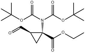 (1R,2R)-1-[双[(1,1-二甲基乙氧基)羰基]氨基]-2-甲酰基环丙基羧酸乙酯 结构式