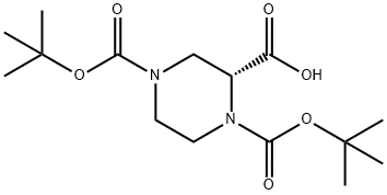 (R)-1,4-双(叔丁氧羰基)哌嗪-2-羧酸 结构式