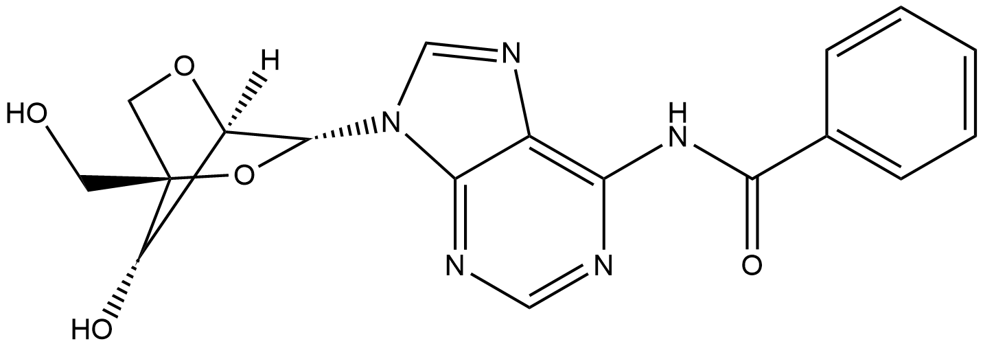 N6-苯甲酰基-2'-O,4'-C-亚甲基腺苷 结构式