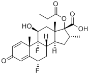 6Α,9Α-二氟-11Β-羟基-16Α-甲基-3-氧代-17Α-(丙酰氧基)雄甾-1,4-二烯-17Β-羧酸 结构式