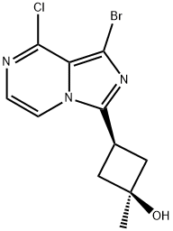 (1S,3S)-3-(8-溴-1-氯吡咯并[1,2-A]吡嗪-6-基)-1-甲基环丁醇 结构式
